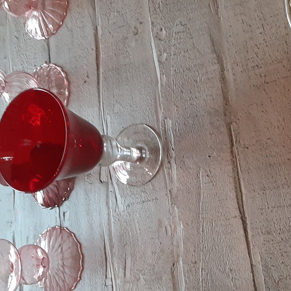 ARTLAND IRIS RUBY WATER GOBLET  1990's Blown Glass - Picture 2 of 7